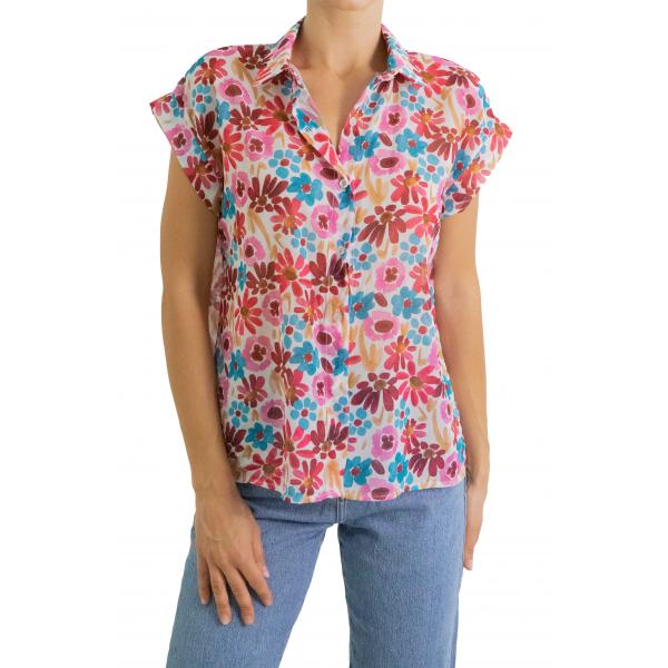 Camicia fantasia floreale multicolor 